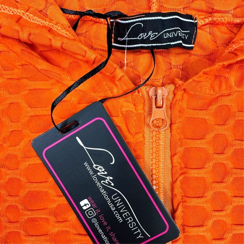 Love University Tik Tok Orange Honeycomb Hoodie & Scrunch Butt Leggings Set - Picture 4 of 7